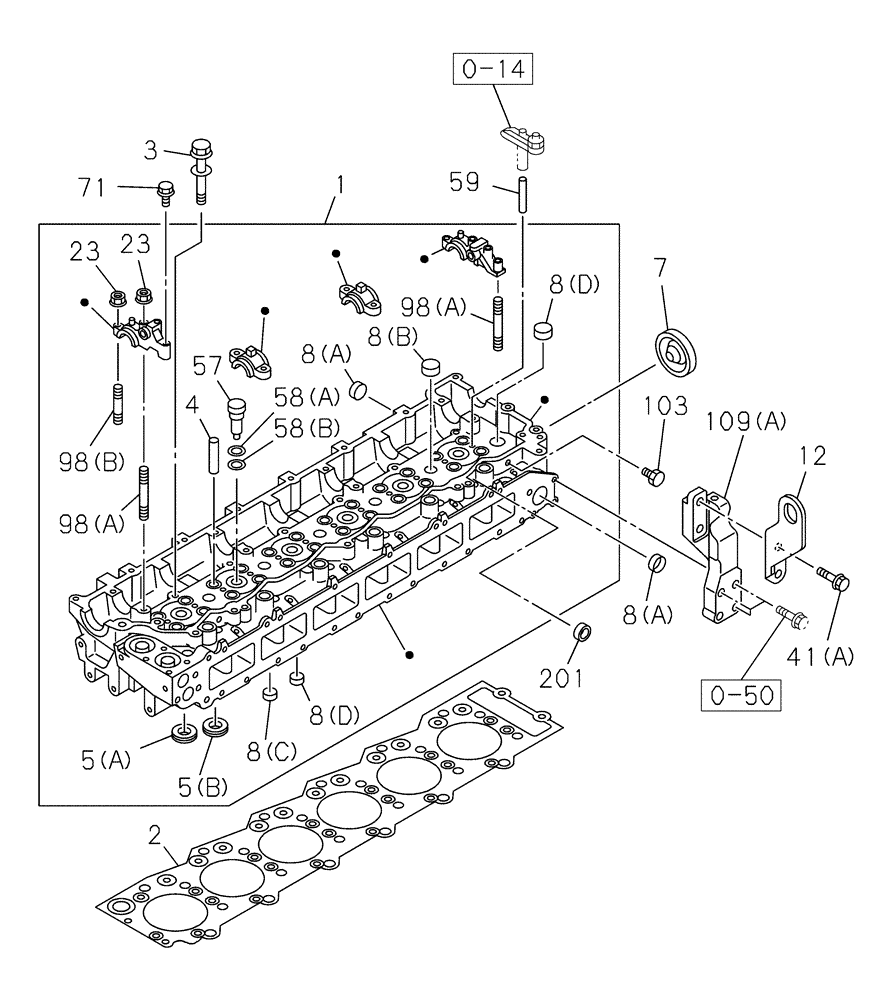 Схема запчастей Case CX300C - (02-011-01[01]) - CYLINDER HEAD (02) - ENGINE