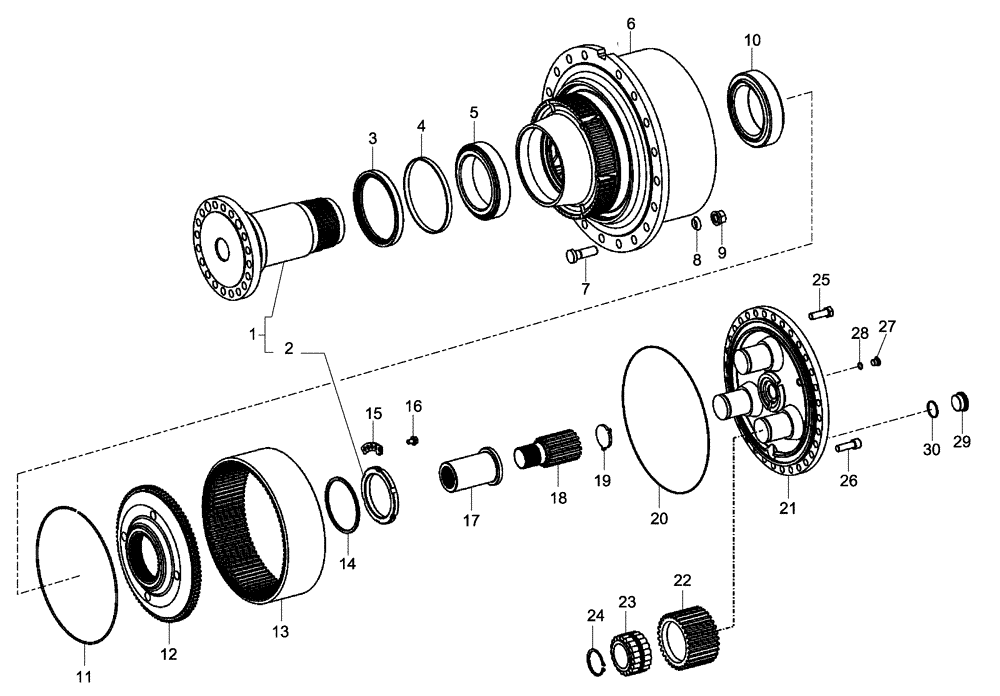 Схема запчастей Case 340 - (33A00000737[001]) - REAR AXLE - DIFFERENTIAL - WHEEL REDUCTION GEAR (87363363) (11) - AXLES/WHEELS
