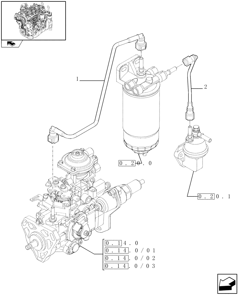 Схема запчастей Case 121E - (0.20.3) - PIPING - FUEL (01) - ENGINE