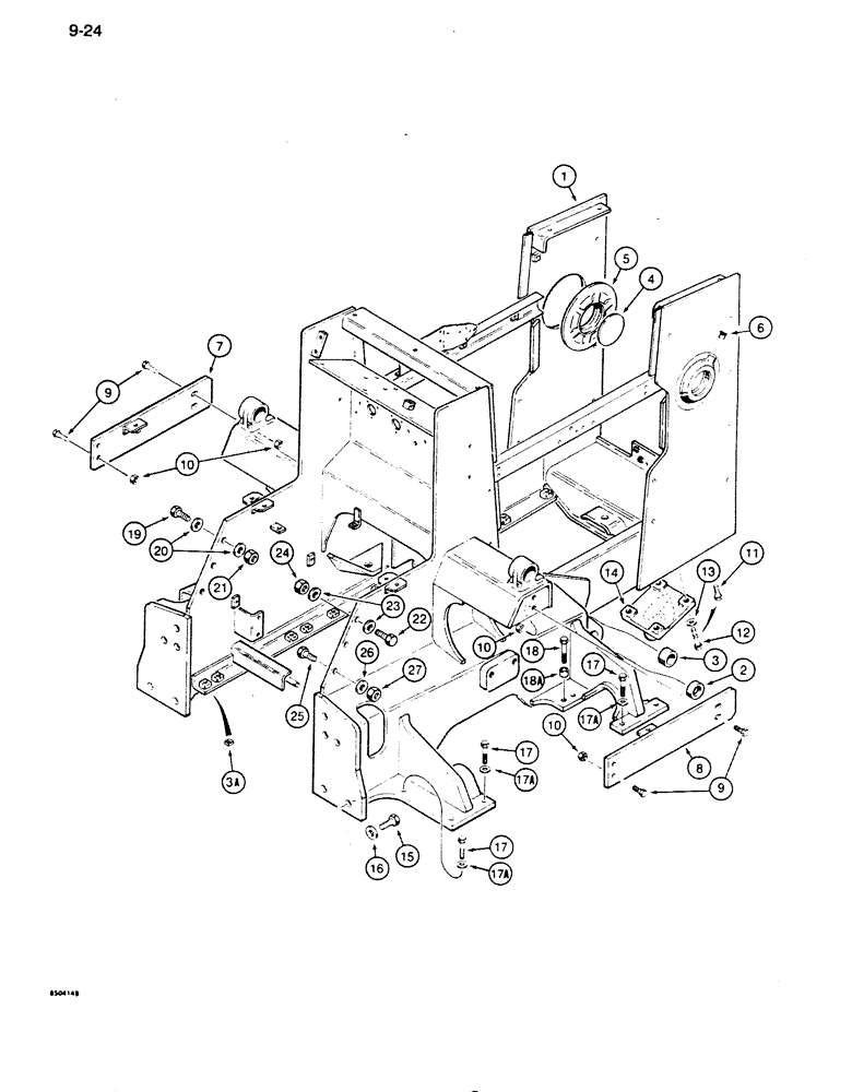 Схема запчастей Case 855D - (9-024) - MAIN FRAME FOR DOZER MODELS (09) - CHASSIS/ATTACHMENTS