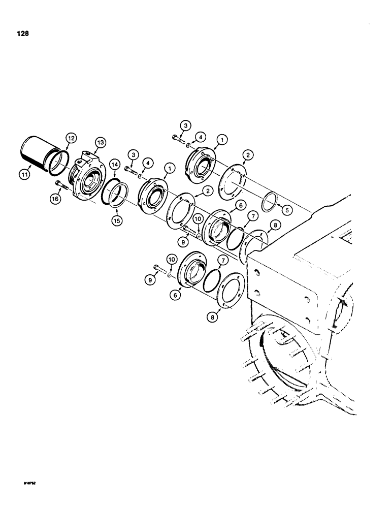 Схема запчастей Case 855C - (128) - TRANSMISSION REAR COVERS (03) - TRANSMISSION