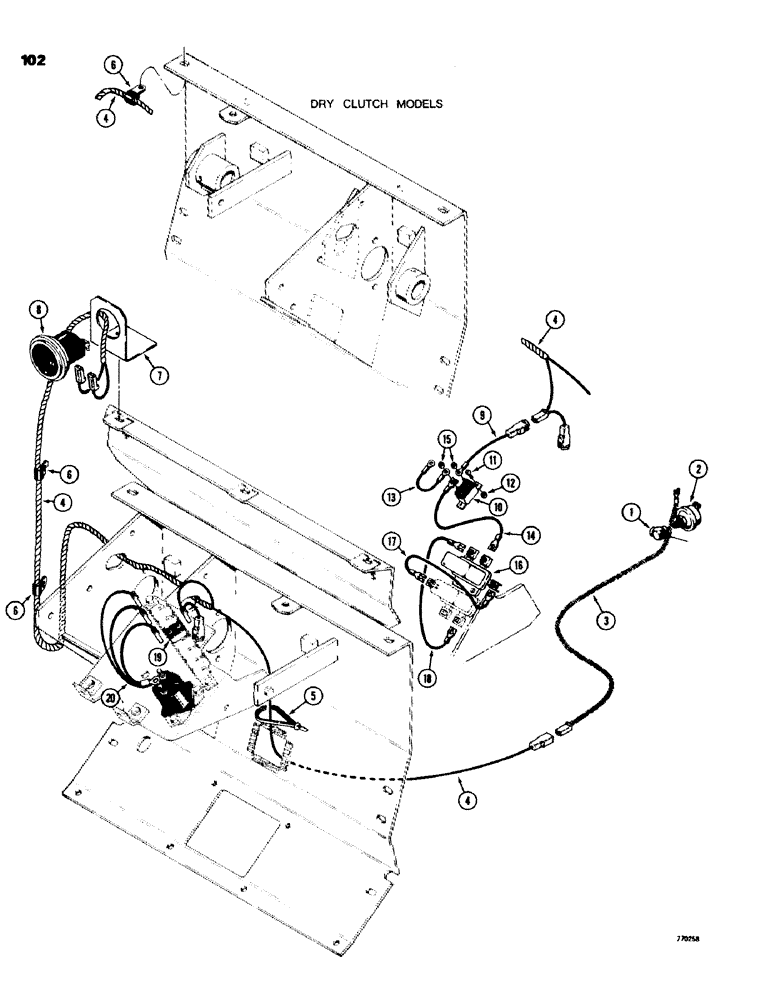 Схема запчастей Case 580C - (102) - HOURMETER ELECTRICAL SYSTEM (04) - ELECTRICAL SYSTEMS