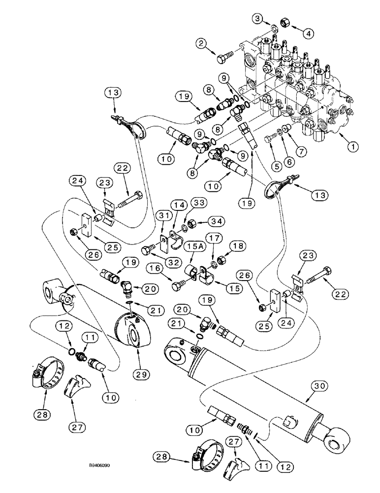 Схема запчастей Case 590SL - (8-20) - BACKHOE STABILIZER CYLINDER HYDRAULIC CIRCUIT (08) - HYDRAULICS