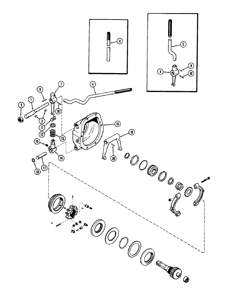 Схема запчастей Case 580 - (160) - INDEPENDENT P.T.O. CLUTCH & LINKAGE (27) - REAR AXLE SYSTEM