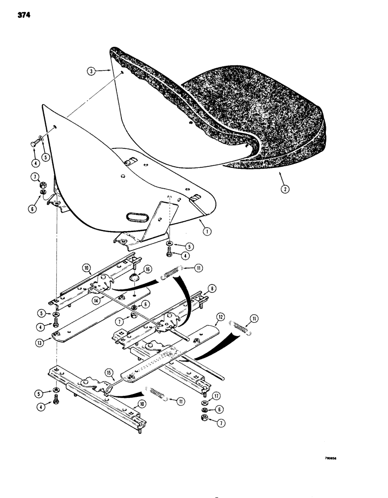 Схема запчастей Case 680G - (374) - SEAT (09) - CHASSIS/ATTACHMENTS