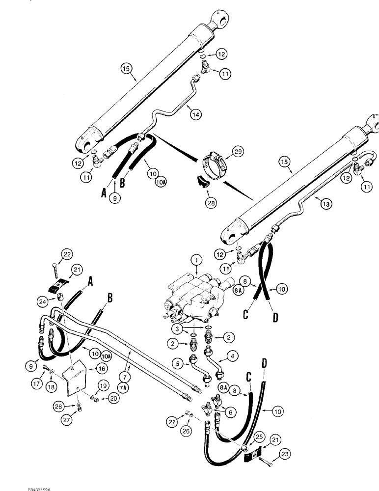 Схема запчастей Case 480F LL - (8-010) - LOADER LIFT CYLINDER HYDRAULIC CIRCUIT (08) - HYDRAULICS