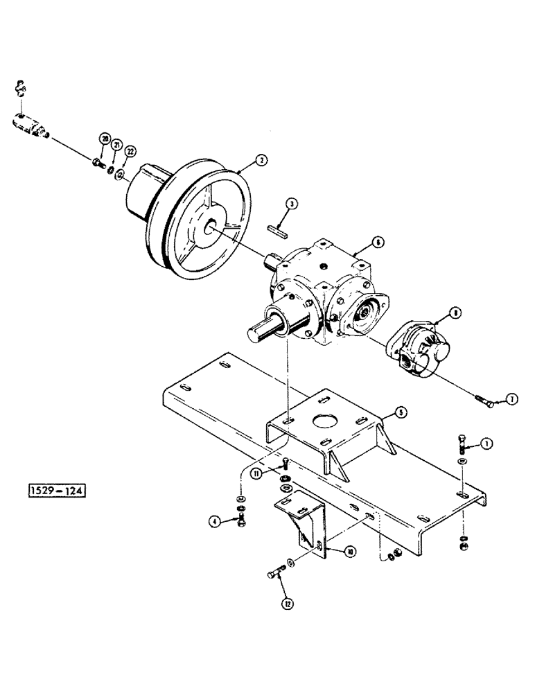 Схема запчастей Case 1529 - (034) - ANGLE GEAR BOX MOUNT, PUMP 
