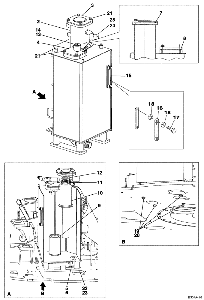 Схема запчастей Case CX75SR - (08-01) - HYDRAULIC RESERVOIR (08) - HYDRAULICS