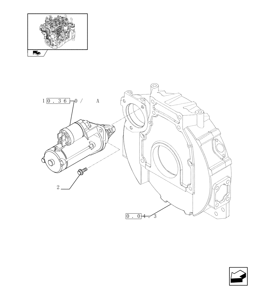 Схема запчастей Case 321E - (0.36.0) - STARTER MOTOR (01) - ENGINE