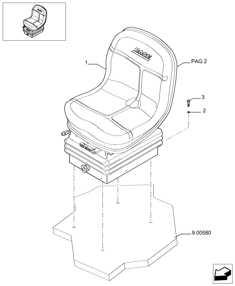 Схема запчастей Case TX1055 - (9.00854[01]) - CLOTH-LINED SEAT WITH MECHANICAL SUSPENSION - COMPONENTS - OPTIONAL CODE 749262011 (90) - PLATFORM, CAB, BODYWORK AND DECALS
