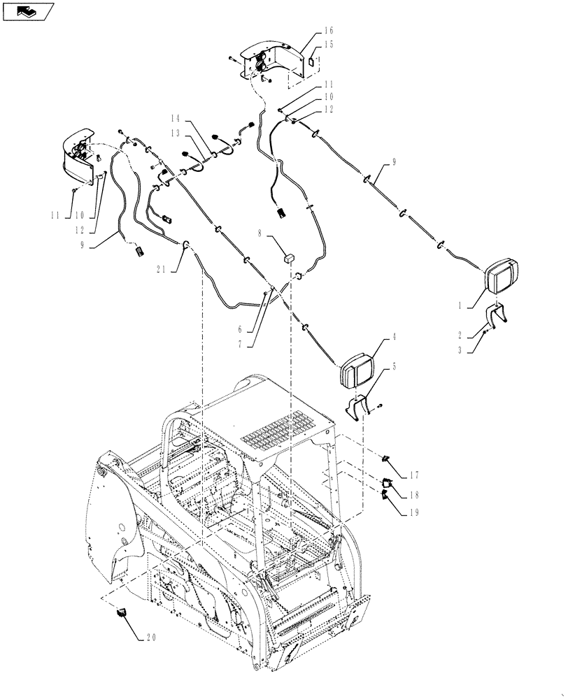 Схема запчастей Case SR130 - (55.404.CY[01]) - EU ROAD LIGHTS SM CASE (SR130,SR150) (55) - ELECTRICAL SYSTEMS