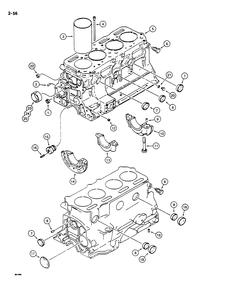 Схема запчастей Case DH4B - (2-56) - CYLINDER BLOCK (02) - ENGINE