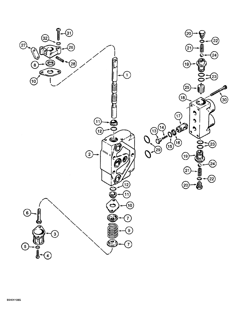 Схема запчастей Case 760 - (08-065E) - BACKHOE CONTROL VALVE ASSEMBLY - H672270, STABILIZER SECTION, MANUFACTURED BY COM. INTERTECH (35) - HYDRAULIC SYSTEMS
