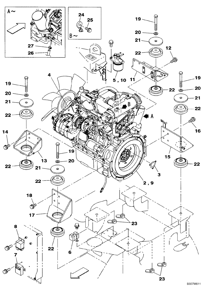 Схема запчастей Case CX75SR - (10.012.01) - ENGINE MOUNTING (02) - ENGINE