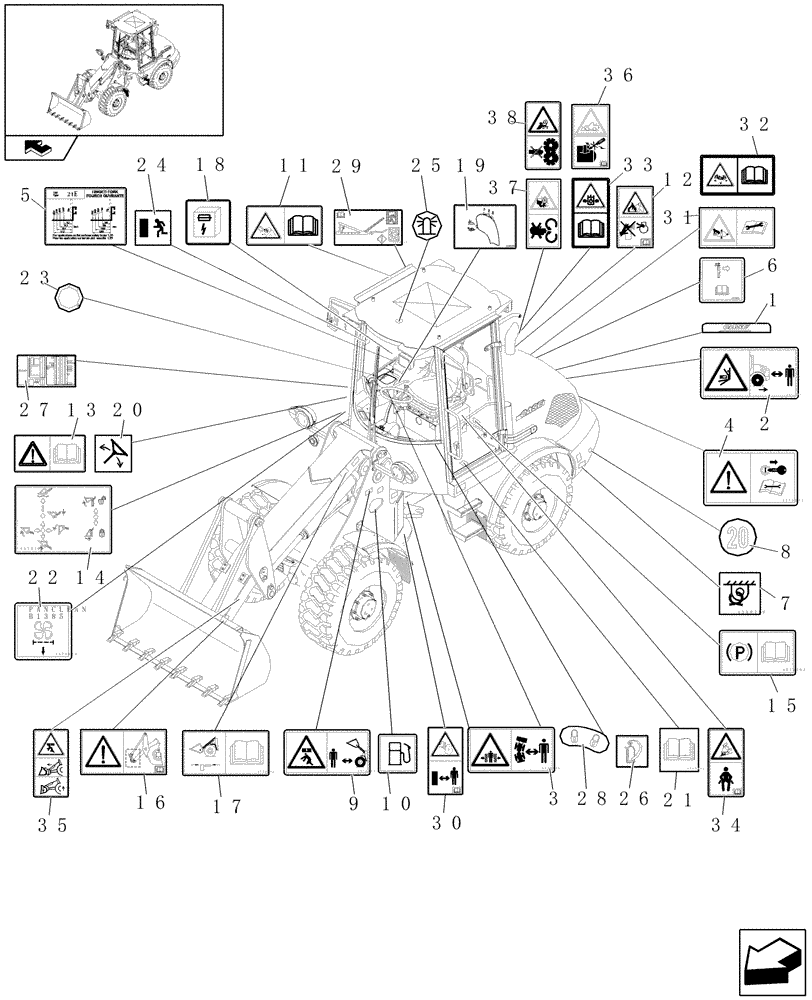 Схема запчастей Case 21E - (620/01[01]) - DECALS - EU - (08) - SHEET METAL/DECALS