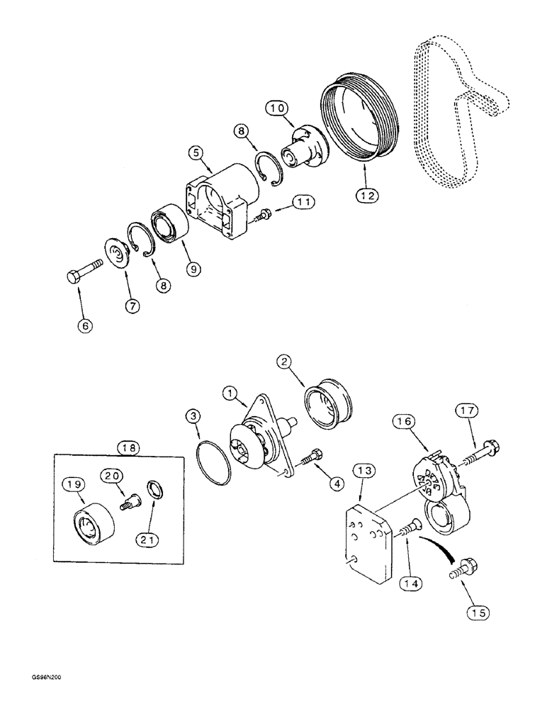 Схема запчастей Case 821B - (2-17A) - WATER PUMP SYSTEM, 6T-830 EMISSIONS CERTIFIED ENGINE, TRACTOR P.I.N. JEE0050601 AND AFTER (02) - ENGINE