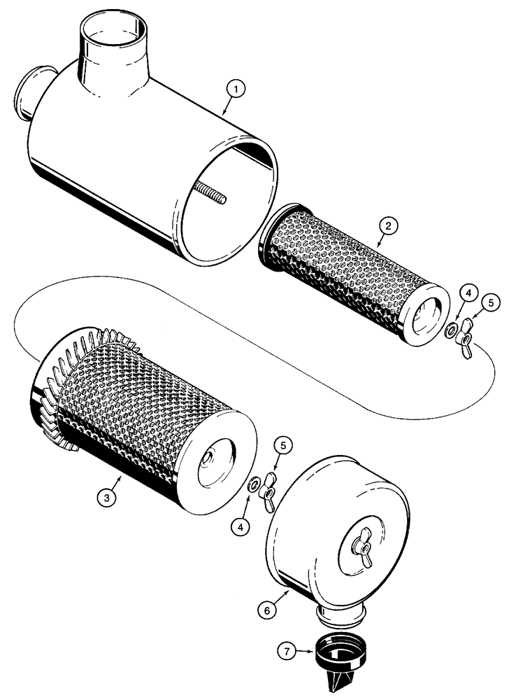 Схема запчастей Case 460 - (2-06) - AIR CLEANER ASSEMBLY, 1347840C1 (02) - ENGINE