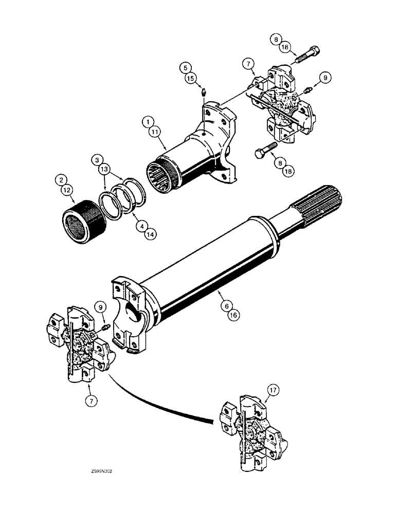 Схема запчастей Case 1150E - (6-08) - DRIVE SHAFTS, R42732 & R57742 (06) - POWER TRAIN