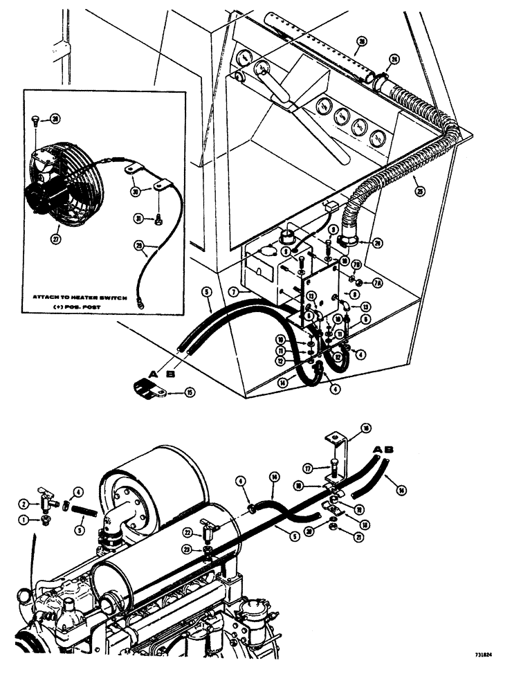Схема запчастей Case W26B - (314) - CAB HEATER AND DEFROSTER TRACTOR SN 9107522 AND AFTER (09) - CHASSIS