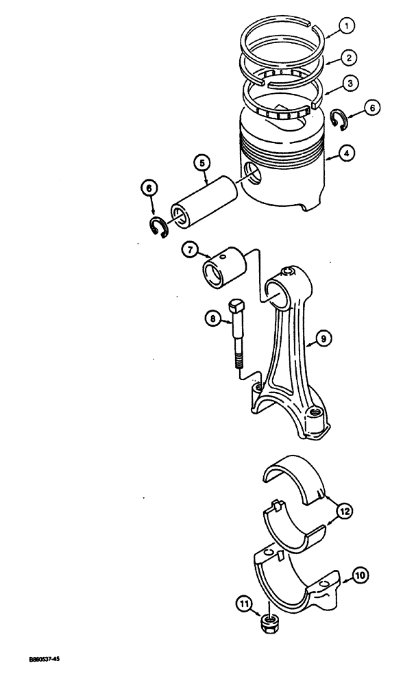 Схема запчастей Case CASE - (2-34) - PISTONS AND CONNECTING RODS (02) - ENGINE