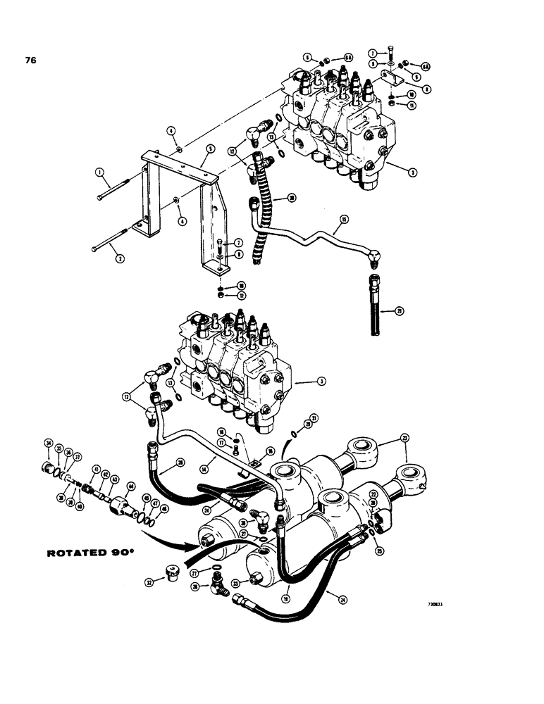 Схема запчастей Case 35 - (076) - SWING CYLINDER HYDS, COMMERCIAL - CROSS VALVES, USED ON MDLS W/ BACKHOE SN BEF 5219901 