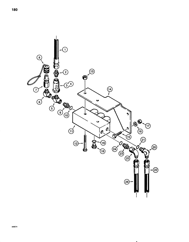 Схема запчастей Case 1080 - (180) - HYDRAULIC CIRCUIT FOR CONTROLS, SOLENOID CONTROL VALVE CONNECTING LINES (35) - HYDRAULIC SYSTEMS