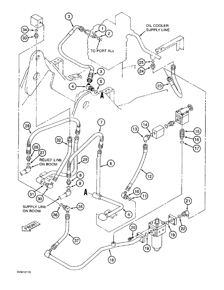 Схема запчастей Case 9020B - (8-078) - SINGLE ACTION AUXILIARY EQUIPMENT OPTION, SUPPLY AND RELIEF LINES, PRIOR TO P.I.N. DAC0201004 (08) - HYDRAULICS