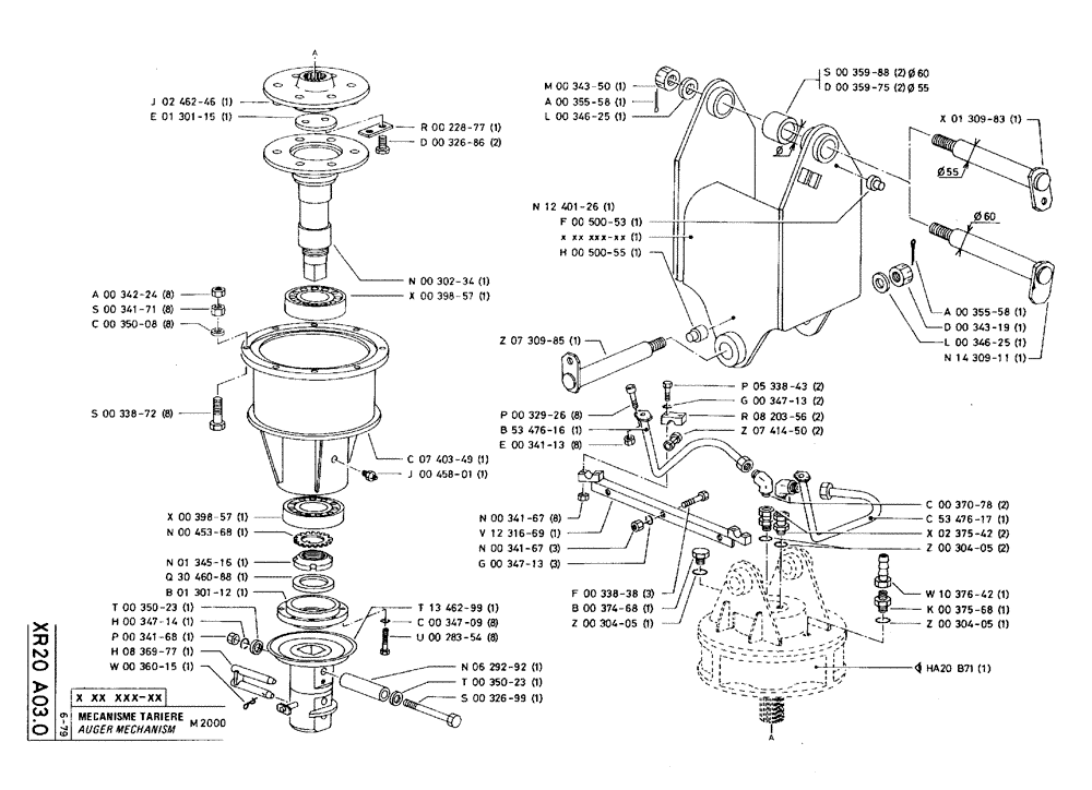 Схема запчастей Case 75C - (XR20 A03.0) - AUGER MECHANISM - M2000 (18) - ATTACHMENT ACCESSORIES