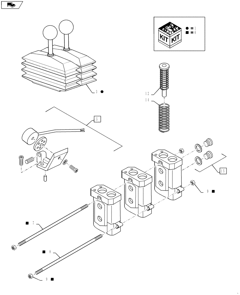 Схема запчастей Case 1021F - (35.128.02[01]) - VALVE ASSEMBLY - JOYSTICK CONTROL, 2 LEVER (35) - HYDRAULIC SYSTEMS