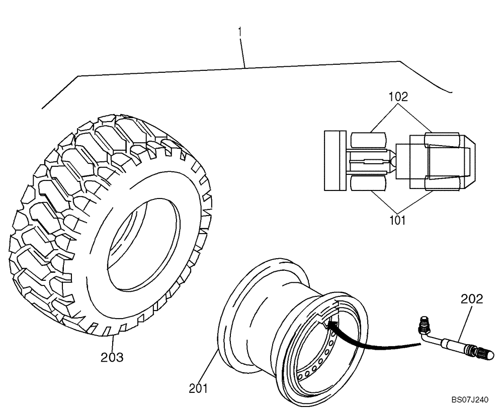Схема запчастей Case 21D - (05.104[2985717000]) - WHEELS 12.5-20MPT (44) - WHEELS