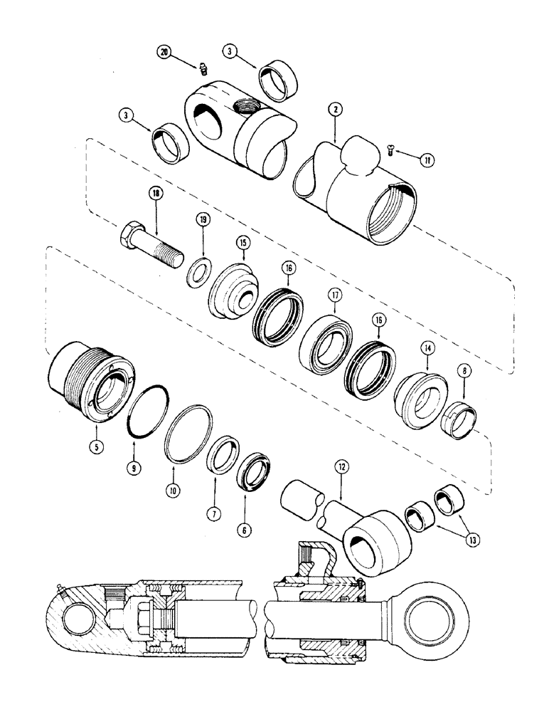 Схема запчастей Case 36 - (72) - G32601 STABILIZER CYLINDER 