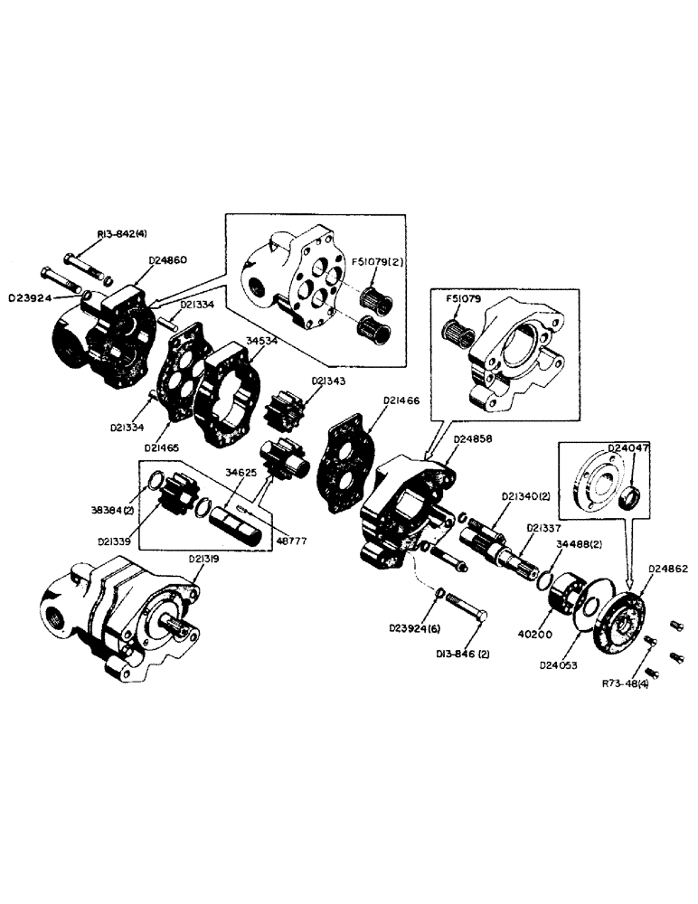 Схема запчастей Case 310 - (39) - D21319 HYDRAULIC PUMP (19 G.P.M.), (CODE E-9 AND LATER) 