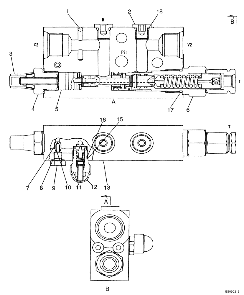 Схема запчастей Case CX80 - (08-17) - VALVE ASSY, RELIEF - BOOM AND ARM CYLINDER ASSYS (08) - HYDRAULICS