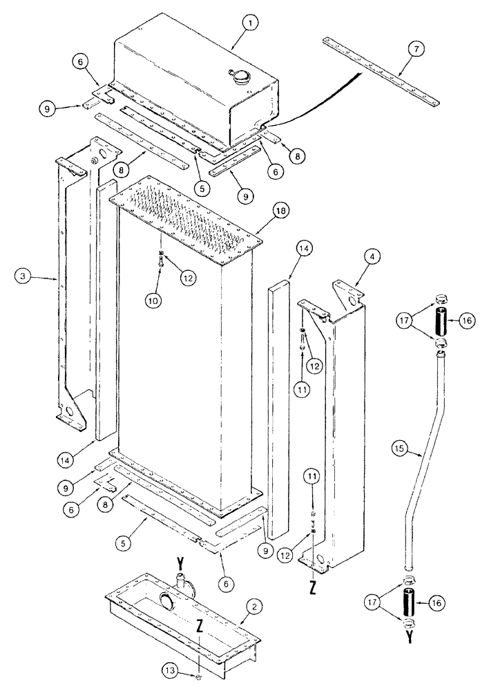Схема запчастей Case 921B - (2-006) - RADIATOR ASSEMBLY (02) - ENGINE