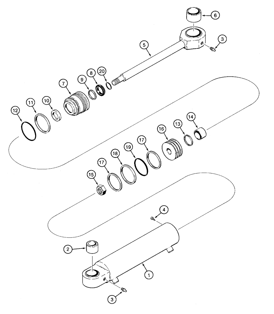 Схема запчастей Case 960 - (08-55) - CYLINDER ASSY STEERING, PLOW BLADE (08) - HYDRAULICS