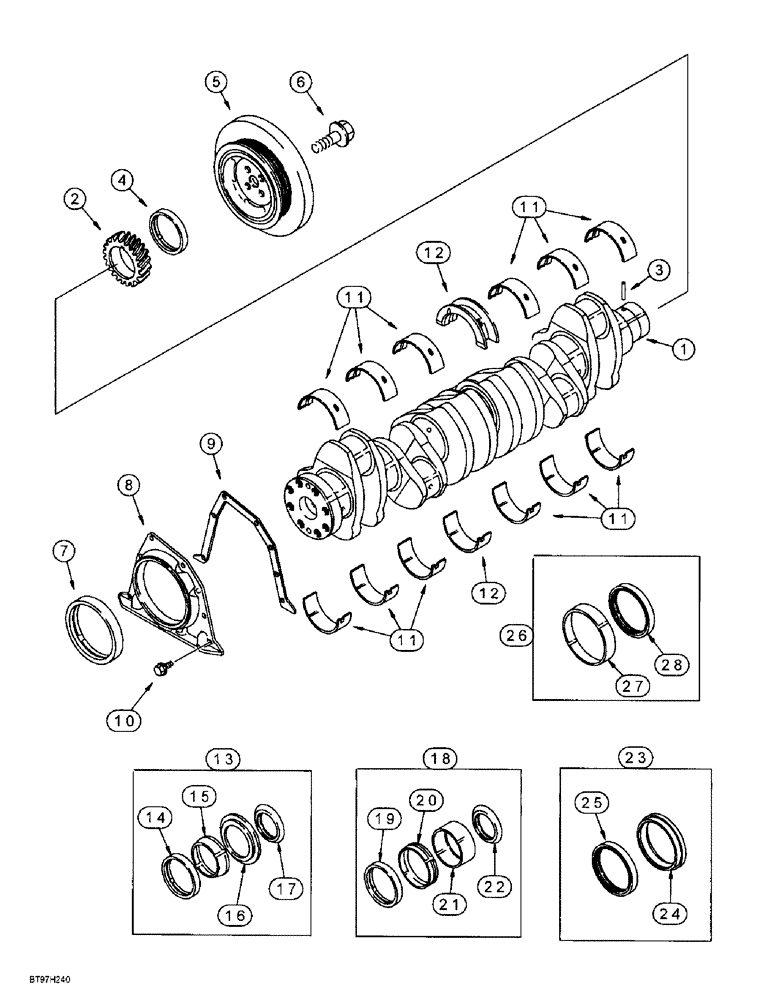 Схема запчастей Case 621B - (2-38) - CRANKSHAFT, 6T-590 ENGINE, PRIOR TO LOADER P.I.N. JEE0053350 (02) - ENGINE
