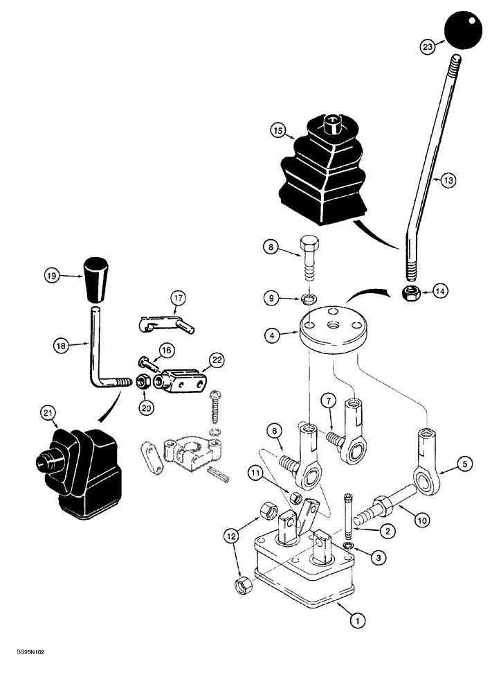 Схема запчастей Case 760 - (08-065I) - BACKHOE CONTROL VALVE ASSY - H672270, DUAL CONTROL & STABILIZER LEVERS MANUFACT. BY COM. INTERTECH (35) - HYDRAULIC SYSTEMS