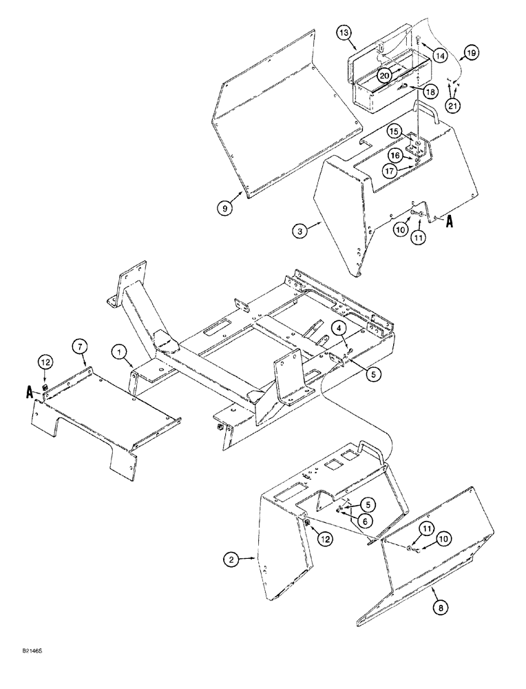 Схема запчастей Case 760 - (09-008) - OPERATORS COMPARTMENT, CONSOLES AND TOOL BOX (90) - PLATFORM, CAB, BODYWORK AND DECALS