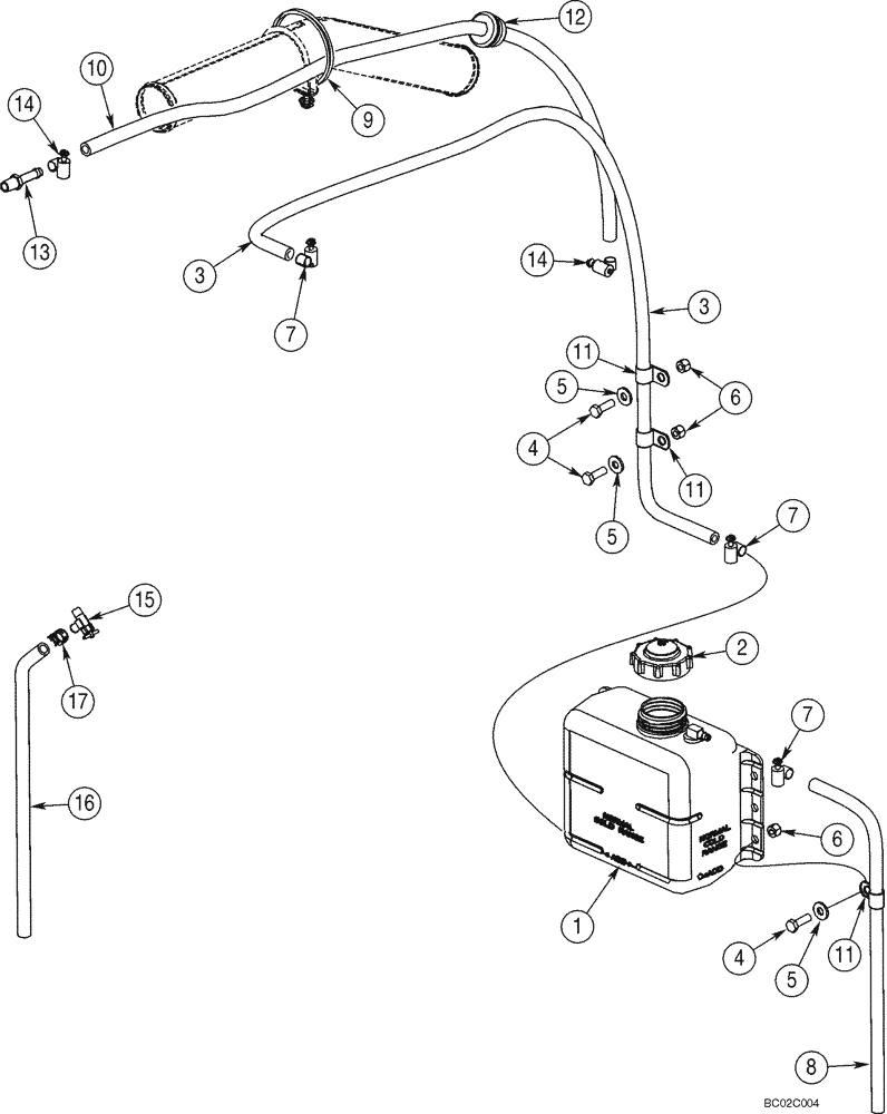 Схема запчастей Case 821C - (02-04) - COOLANT RECOVERY SYSTEM (02) - ENGINE