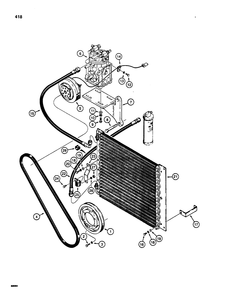 Схема запчастей Case W20B - (418) - AIR CONDITIONING LINES (09) - CHASSIS/ATTACHMENTS