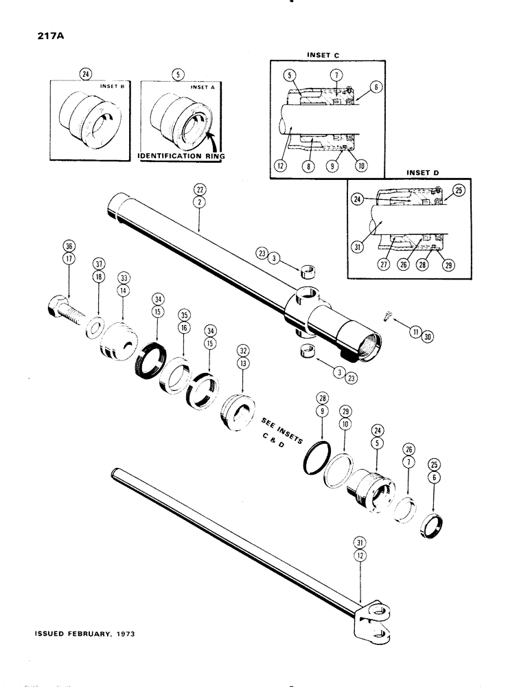 Схема запчастей Case 1150 - (217A) - G33790 AND G33791 DOZER LIFT CYLINDERS, 3-1/2" DIA. CYLINDER W/ 31-1/2" STROKE (07) - HYDRAULIC SYSTEM