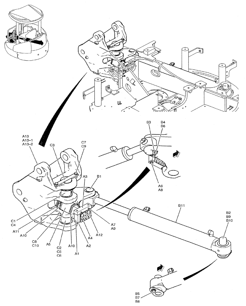 Схема запчастей Case CX31B - (01-002) - BRACKET ASSY, SWING (39) - FRAMES AND BALLASTING