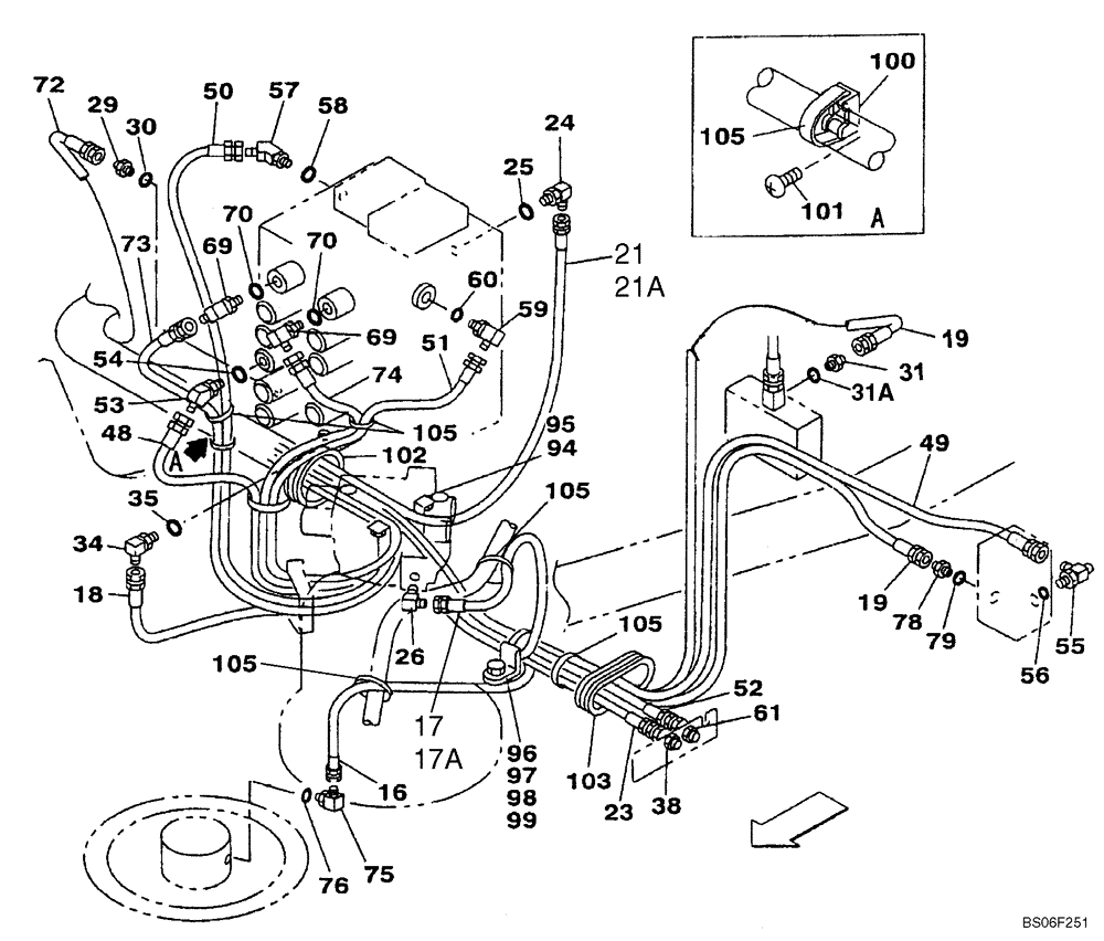 Схема запчастей Case CX130 - (08-058) - HYDRAULICS - PILOT PRESSURE, RETURN LINES (DAC0713099 - DAC0713245) (08) - HYDRAULICS