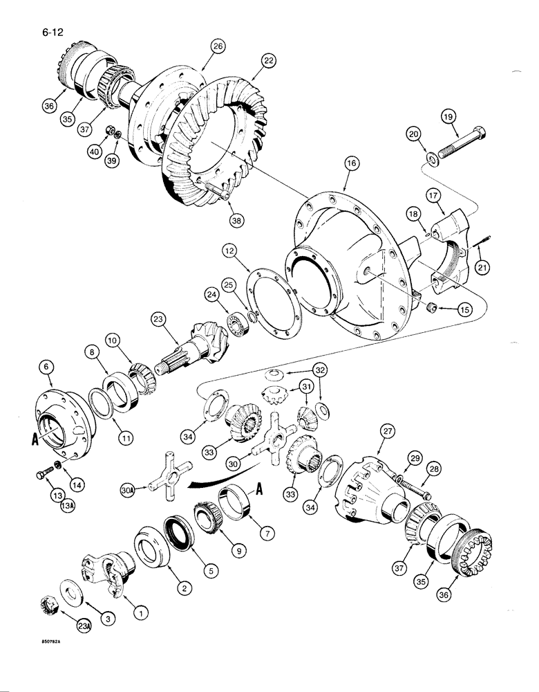 Схема запчастей Case 1085B - (6-012) - FRONT STEERING AXLE, DIFFERENTIAL (06) - POWER TRAIN