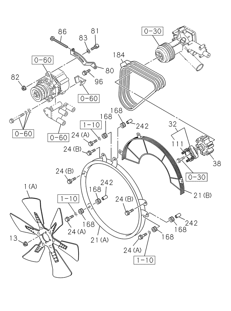 Схема запчастей Case CX300C - (02-033-01[01]) - BELT AND VENTILATOR - FAN GUARD (02) - ENGINE