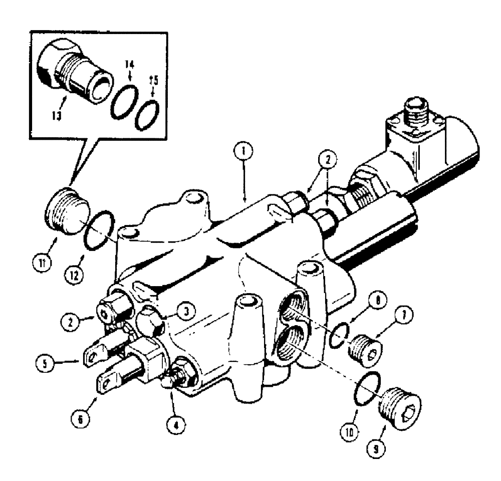 Схема запчастей Case 450 - (224) - R24134 LOADER CONTROL VALVE (2 SPOOL), USED ON MODELS WITH RETURN TO DIG FEATURE (07) - HYDRAULIC SYSTEM