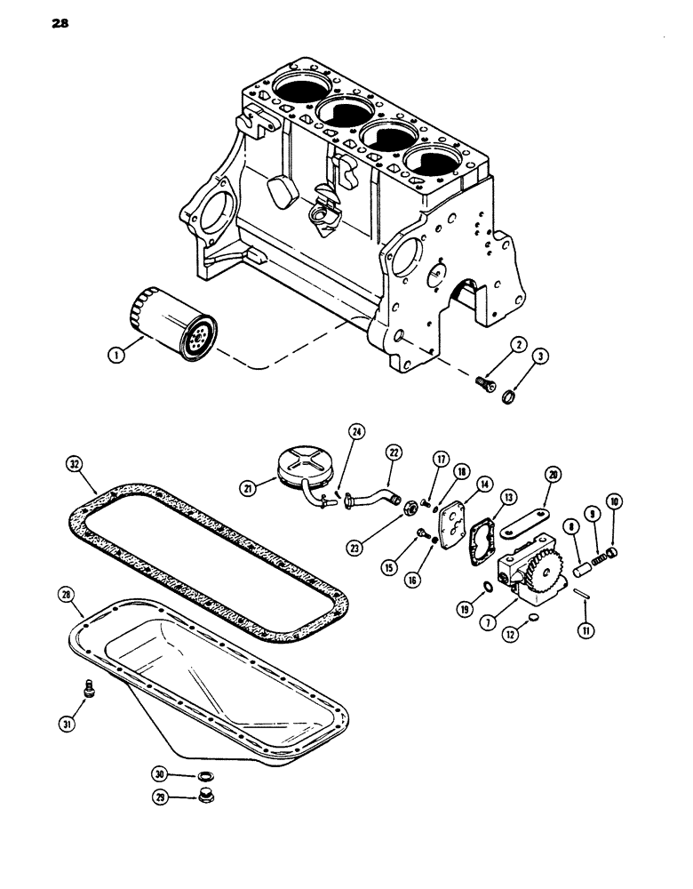 Схема запчастей Case 450 - (028) - OIL FILTER, 207 DIESEL ENGINE (01) - ENGINE