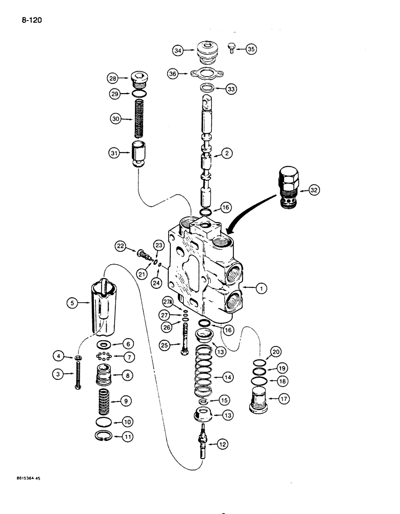 Схема запчастей Case 855D - (8-120) - DOZER LIFT SECTION (08) - HYDRAULICS