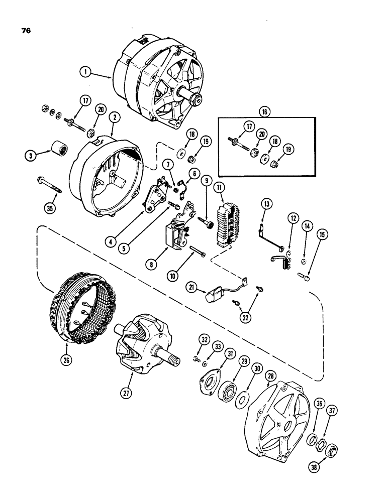 Схема запчастей Case 850C - (076) - L101465 ALTERNATOR, 40 AMP- 24 VOLT, METRIC EXTERNAL THREADS (06) - ELECTRICAL SYSTEMS