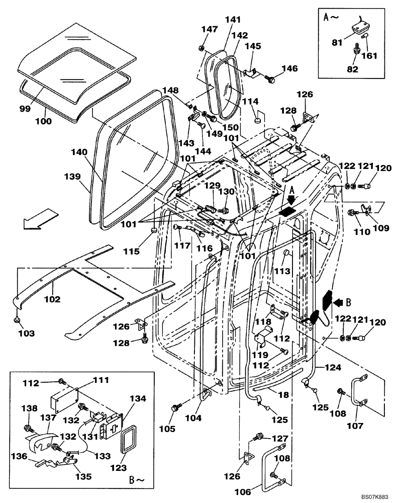 Схема запчастей Case CX80 - (09-20) - CAB WINDOWS (09) - CHASSIS
